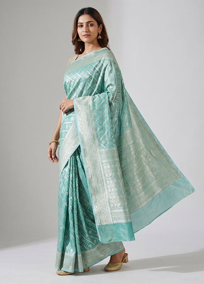 Blue Tissue Silk Saree With Blouse Piece