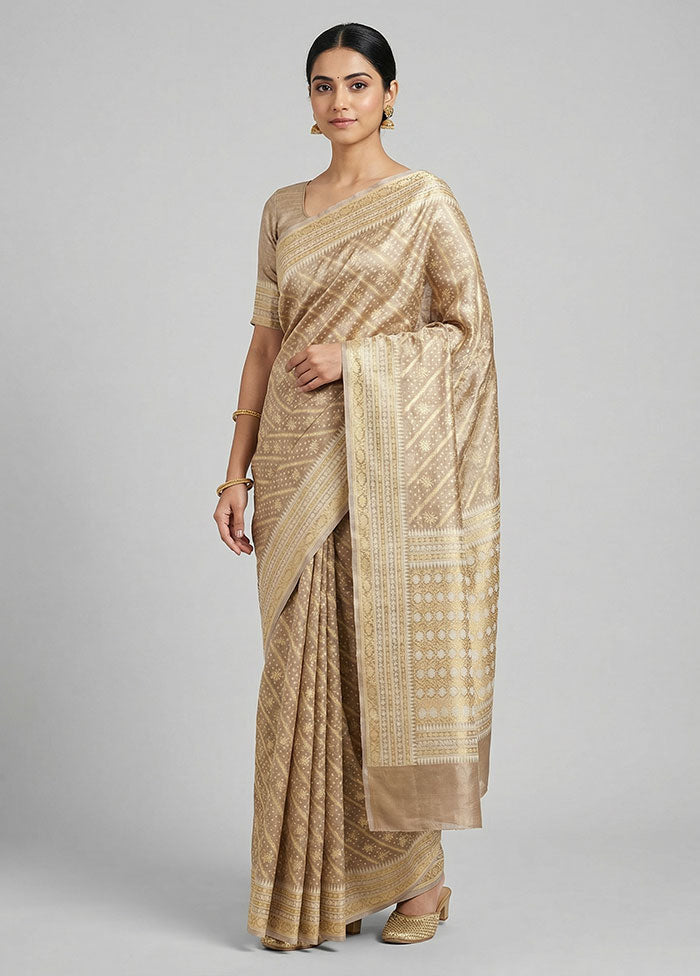 Gold Tissue Silk Saree With Blouse Piece