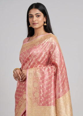 Pink Tissue Silk Saree With Blouse Piece