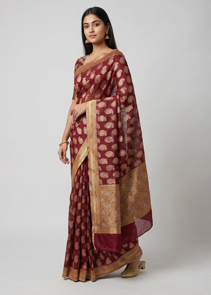 Purple Kora Silk Saree With Blouse Piece