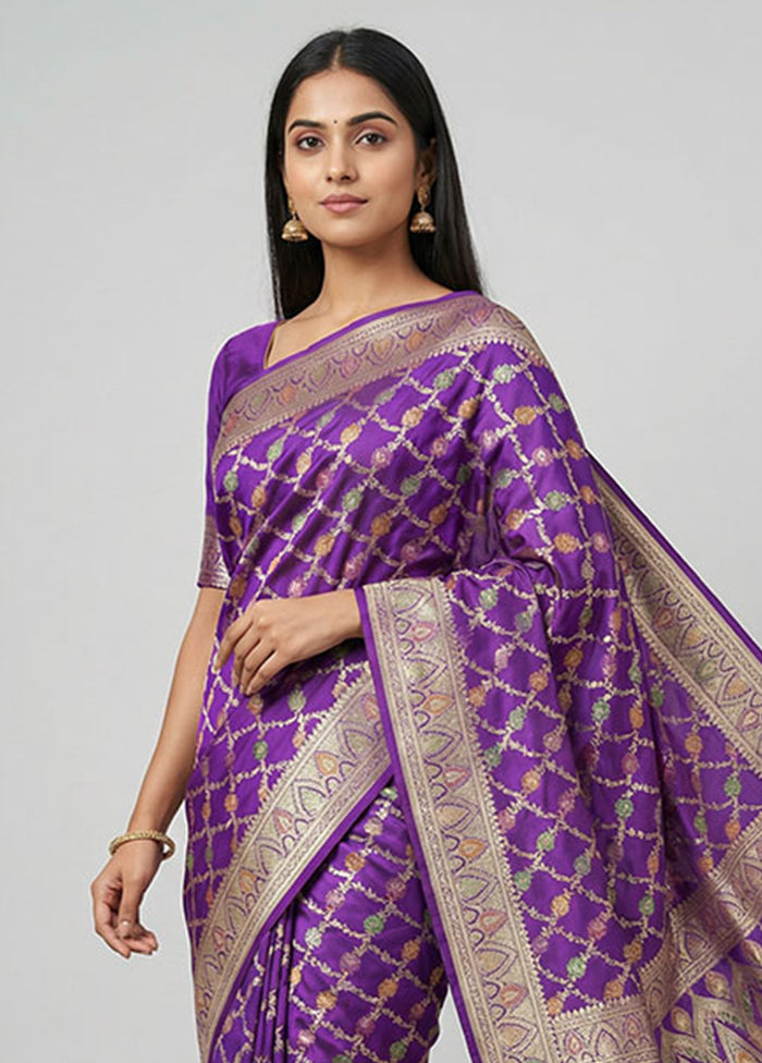 Blue Handloom Banarasi Pure Silk Saree With Blouse Piece