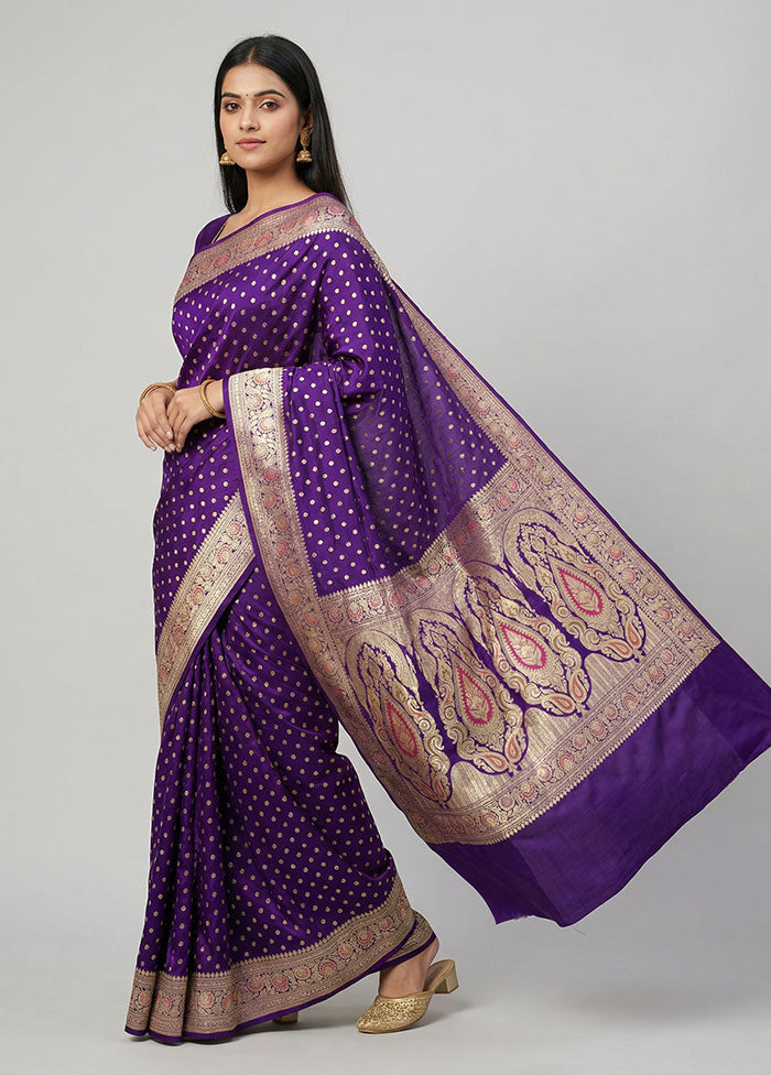 Blue Handloom Banarasi Pure Silk Saree With Blouse Piece