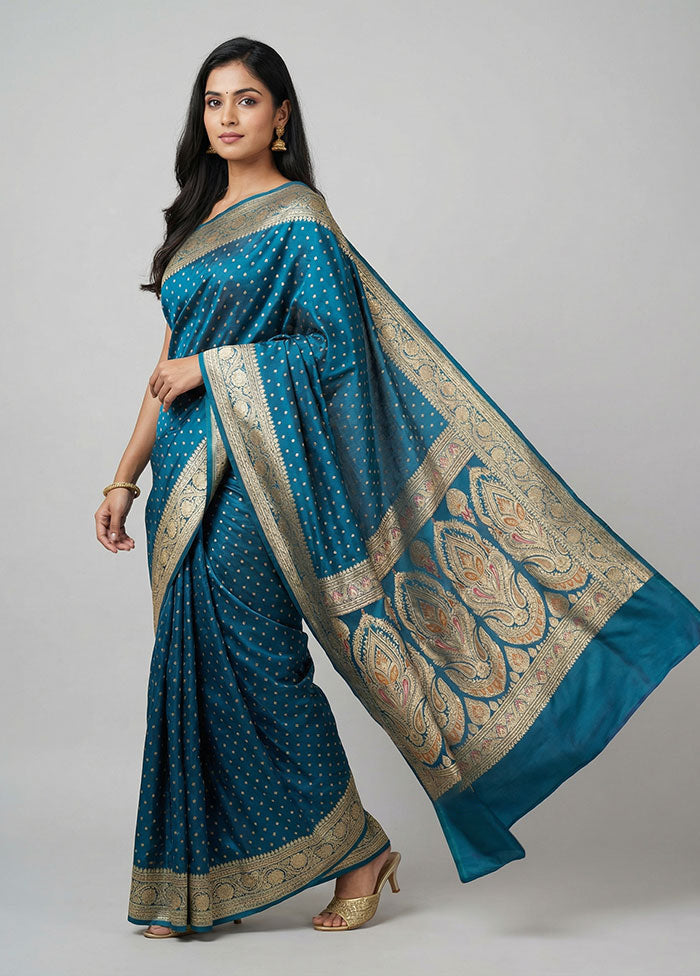 Green Handloom Banarasi Pure Silk Saree With Blouse Piece