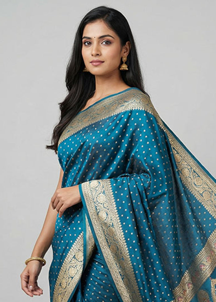 Green Handloom Banarasi Pure Silk Saree With Blouse Piece