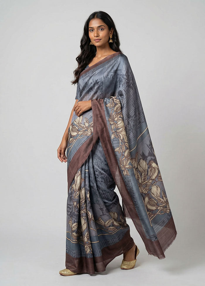 Multicolor Printed Silk Saree Without Blouse Piece