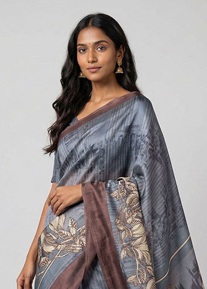Multicolor Printed Silk Saree Without Blouse Piece