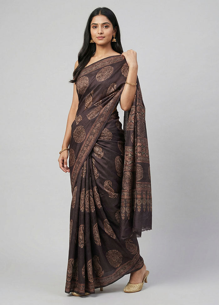 Maroon Handloom Tussar Pure Silk Saree With Blouse Piece