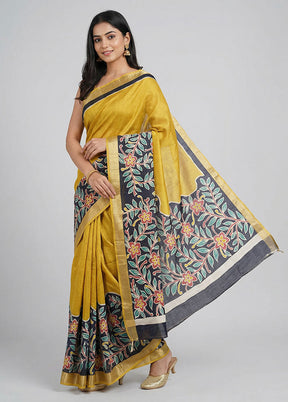Multicolor Printed Pure Silk Saree Without Blouse Piece