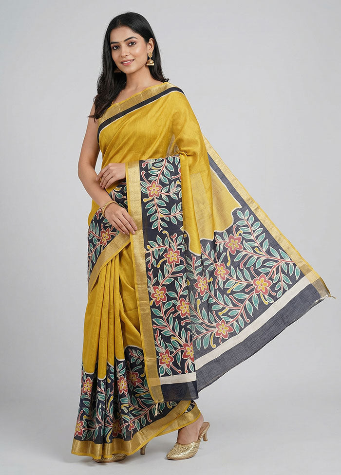 Multicolor Printed Pure Silk Saree Without Blouse Piece
