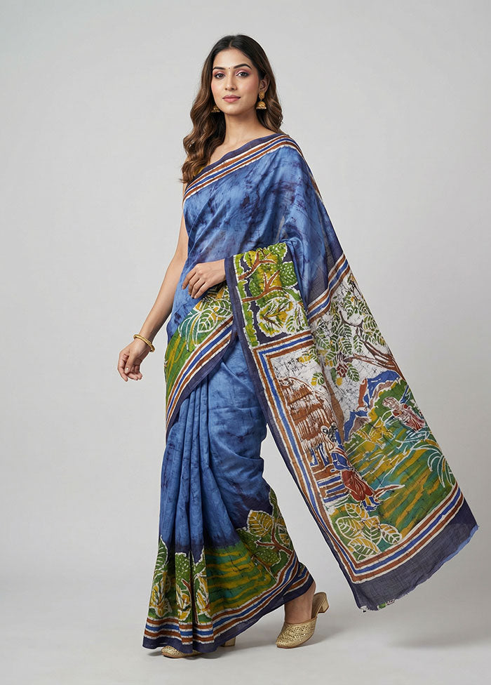 Black Printed Pure Silk Saree Without Blouse Piece