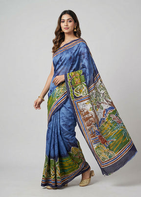 Black Printed Pure Silk Saree Without Blouse Piece