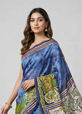 Black Printed Pure Silk Saree Without Blouse Piece