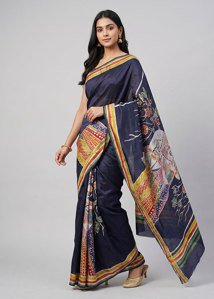 Green Printed Pure Silk Saree Without Blouse Piece