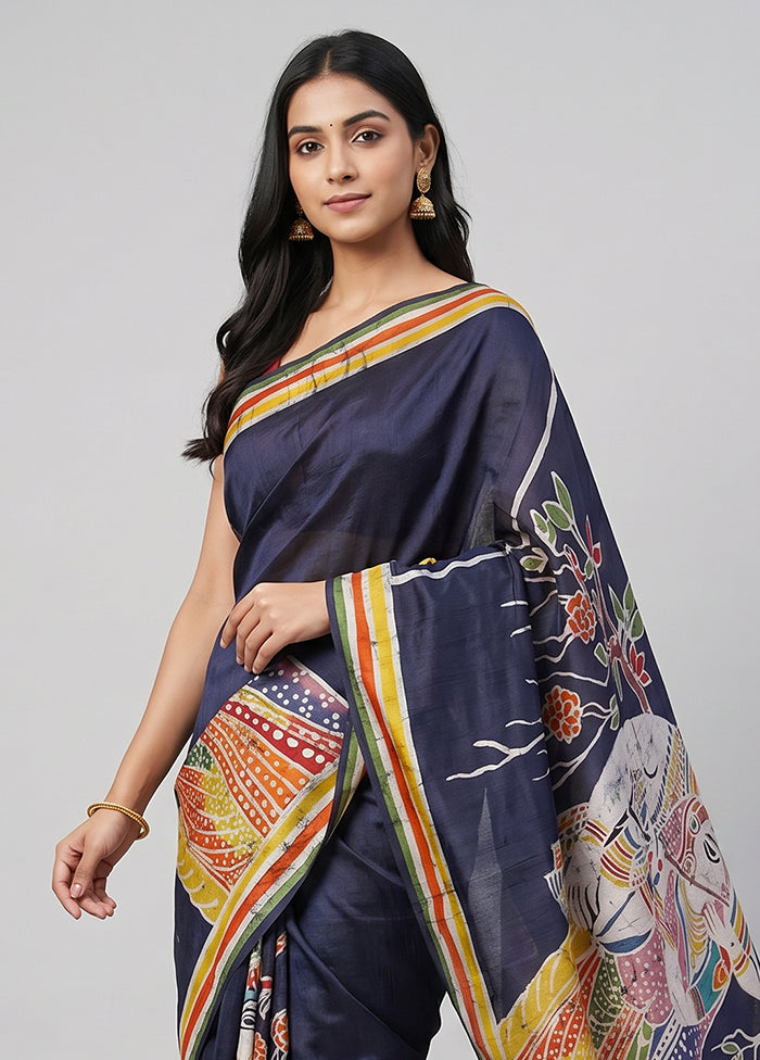Green Printed Pure Silk Saree Without Blouse Piece
