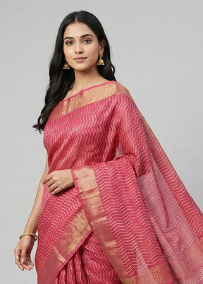 Pink Tussar Silk Saree With Blouse Piece