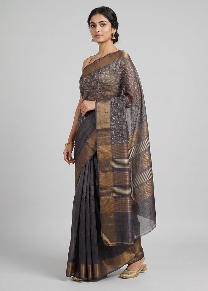Purple Tussar Silk Saree With Blouse Piece