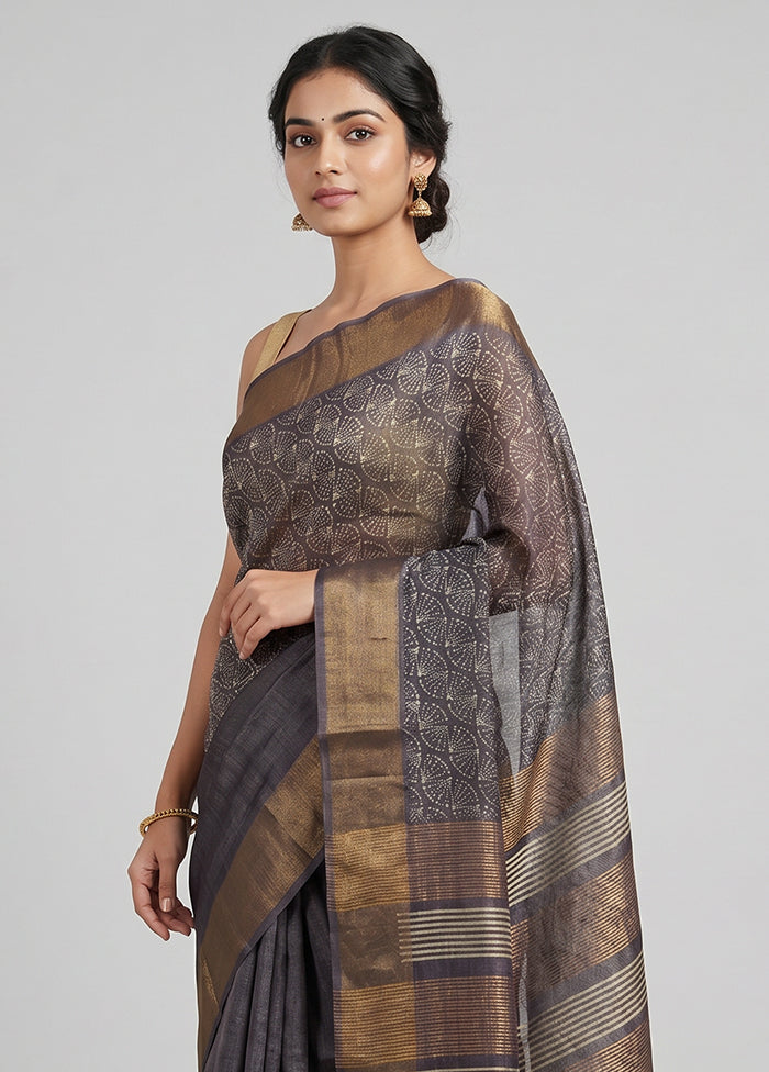 Purple Tussar Silk Saree With Blouse Piece