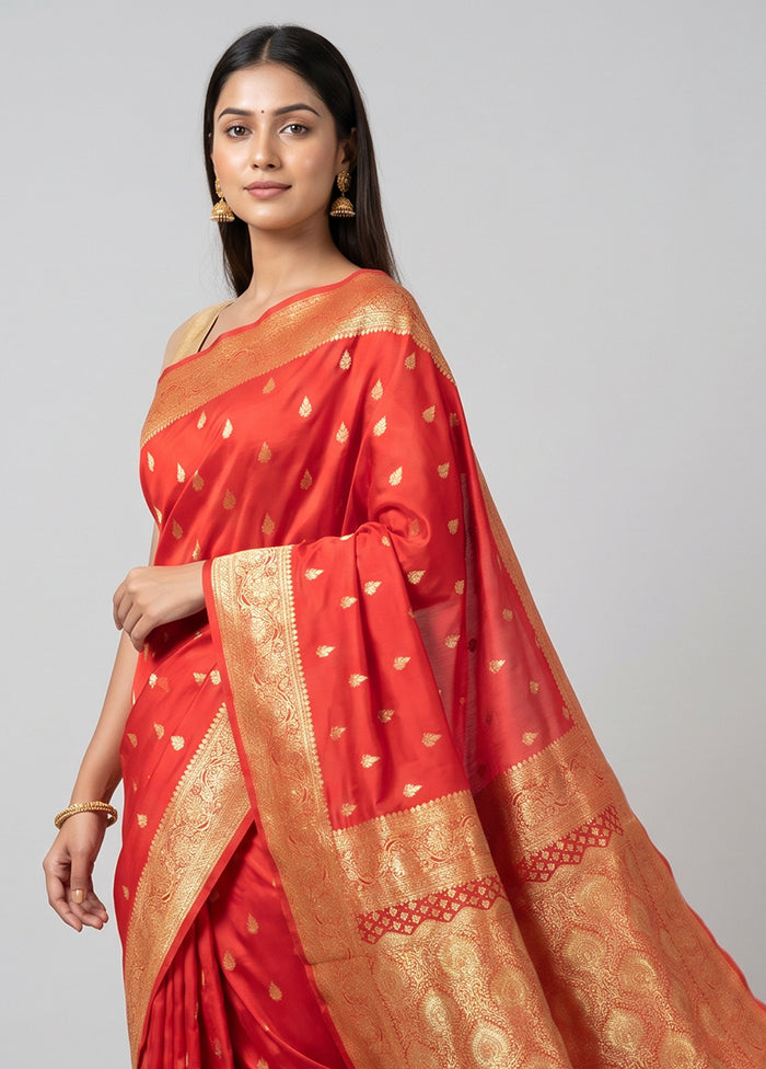 Pink Banarasi Silk Saree With Blouse Piece