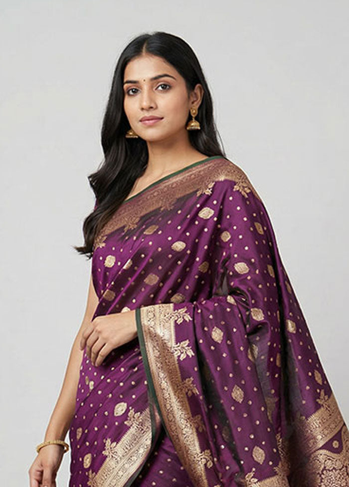 Green Banarasi Silk Saree With Blouse Piece
