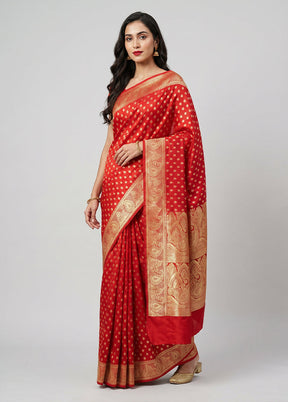 Pink Banarasi Silk Saree With Blouse Piece