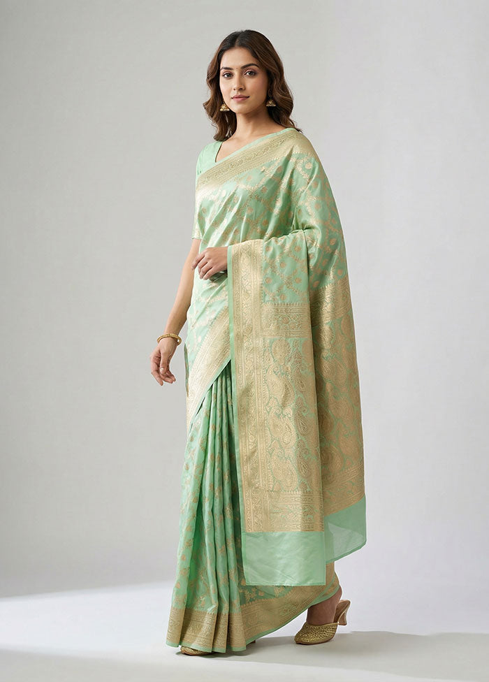 Blue Handloom Banarasi Pure Silk Saree With Blouse Piece