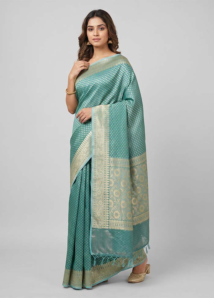 Green Tissue Silk Saree With Blouse Piece