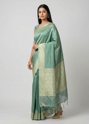 Green Tissue Silk Saree With Blouse Piece