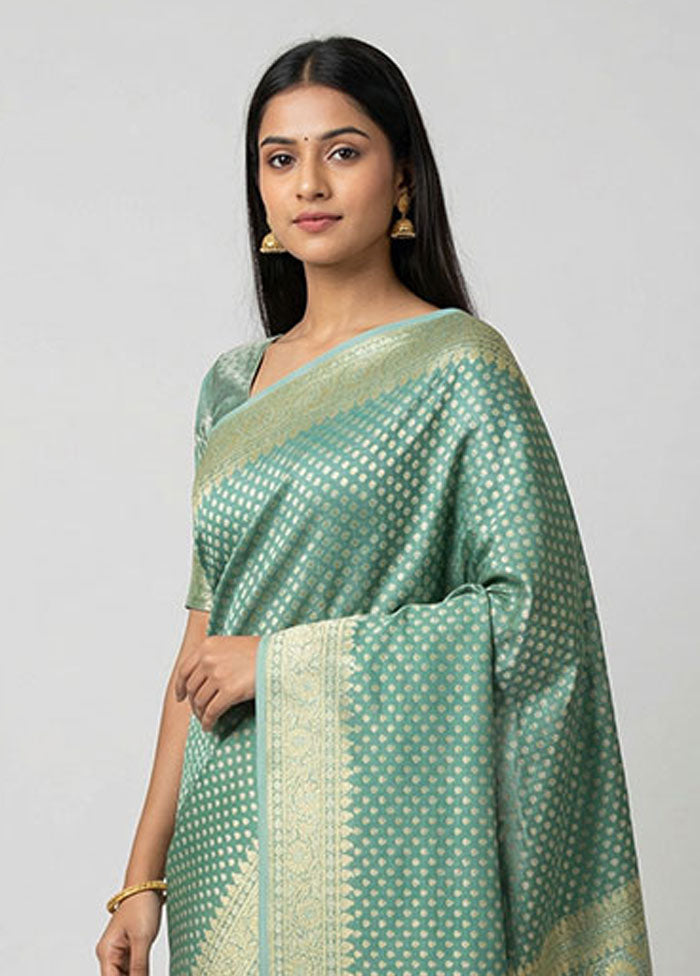 Green Tissue Silk Saree With Blouse Piece