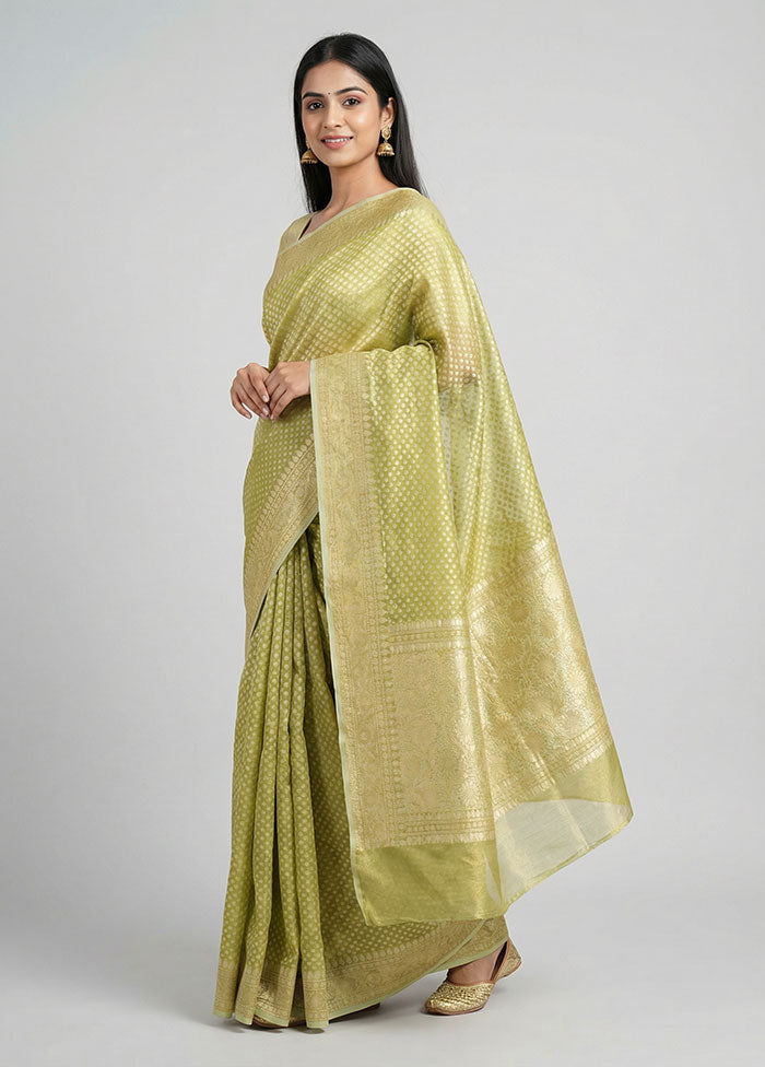 Cream Tissue Silk Saree With Blouse Piece