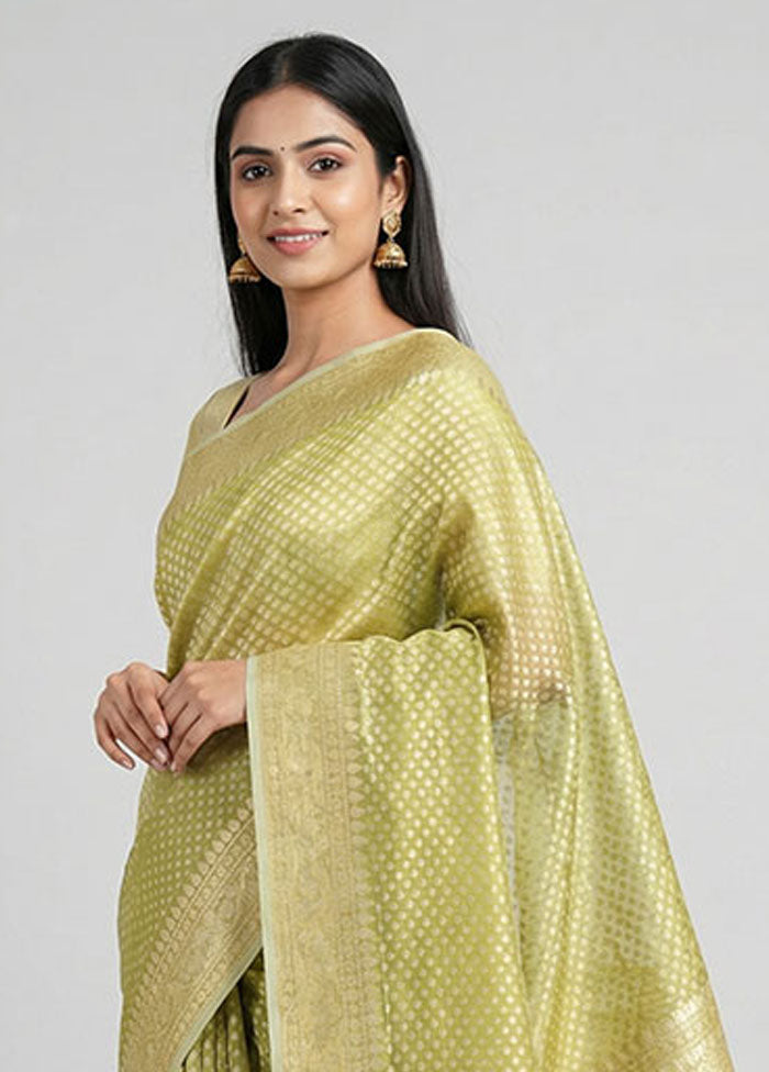 Cream Tissue Silk Saree With Blouse Piece