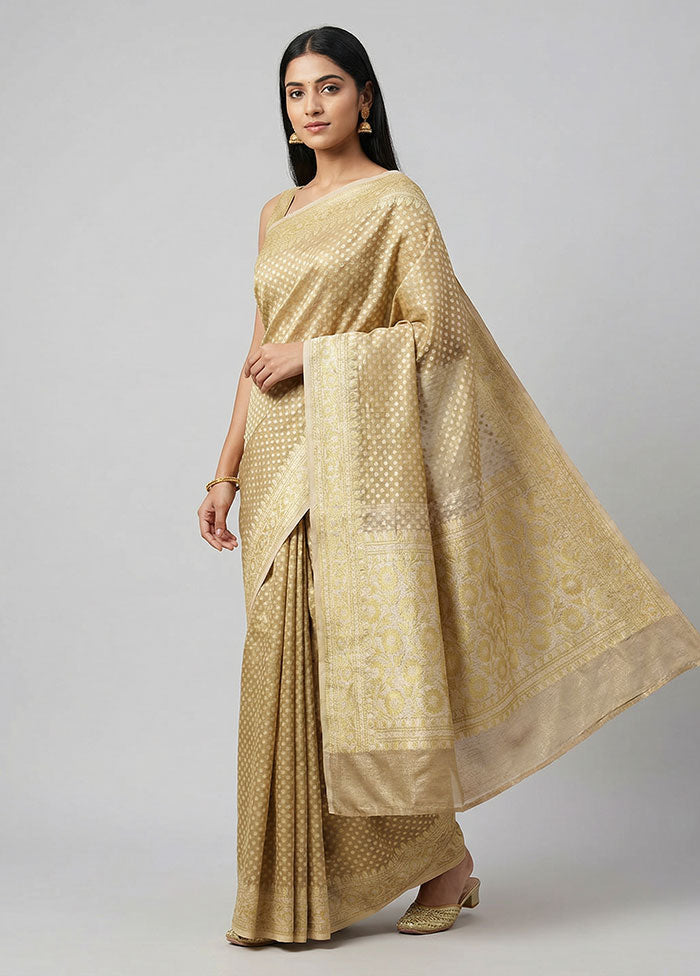 Cream Tissue Silk Saree With Blouse Piece