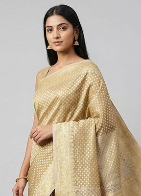 Cream Tissue Silk Saree With Blouse Piece