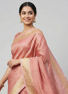 Pink Tissue Silk Saree With Blouse Piece