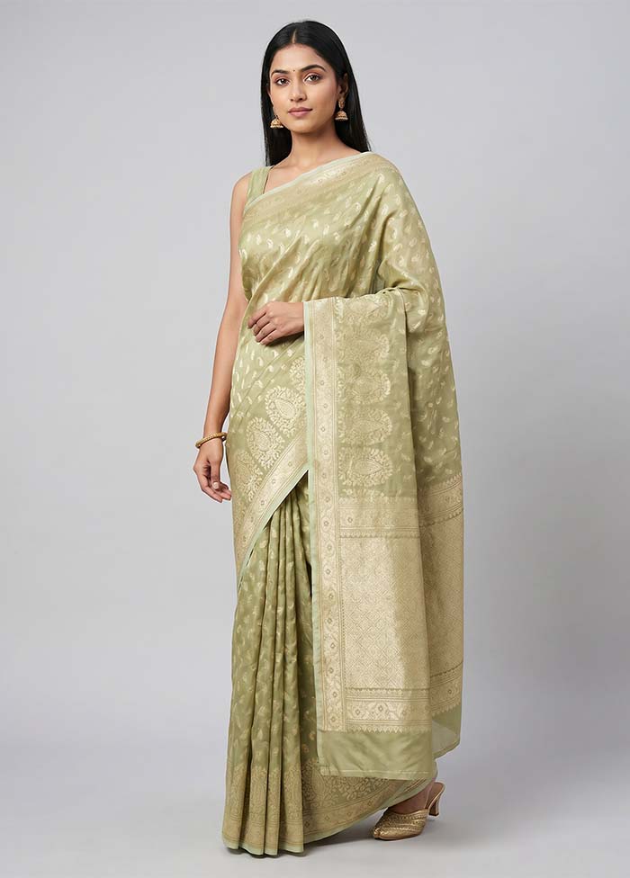 Green Tissue Silk Saree With Blouse Piece