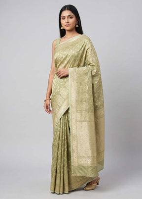 Green Tissue Silk Saree With Blouse Piece