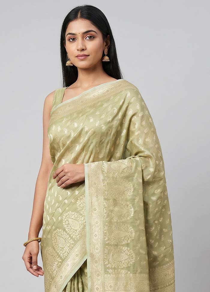 Green Tissue Silk Saree With Blouse Piece