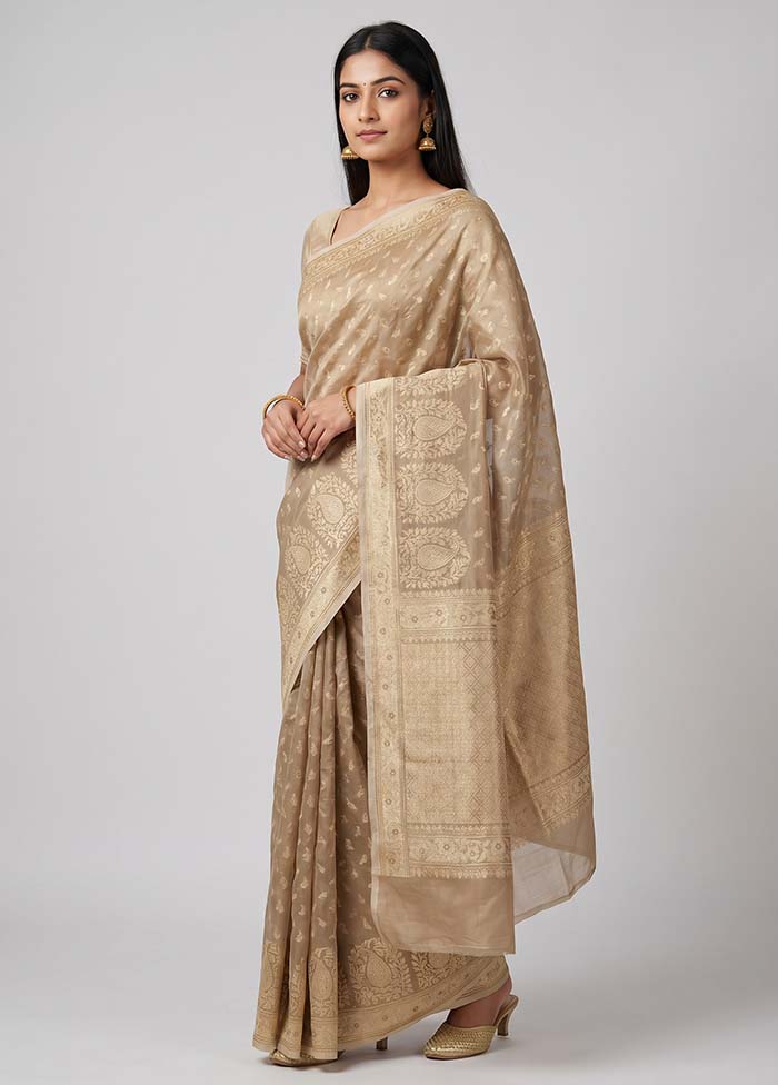 Cream Tissue Silk Saree With Blouse Piece