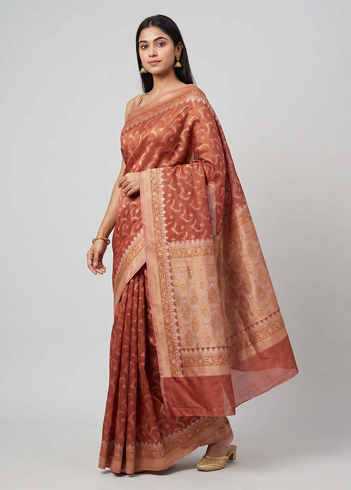 Pink Tissue Silk Saree With Blouse Piece