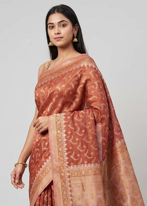 Pink Tissue Silk Saree With Blouse Piece