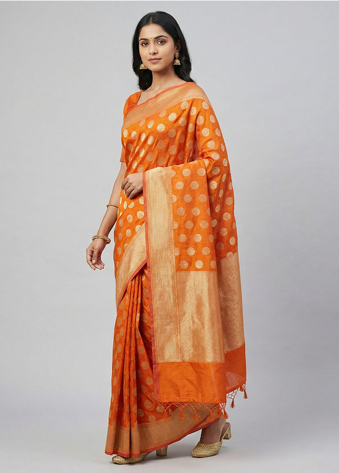Yellow Kora Silk Saree With Blouse Piece