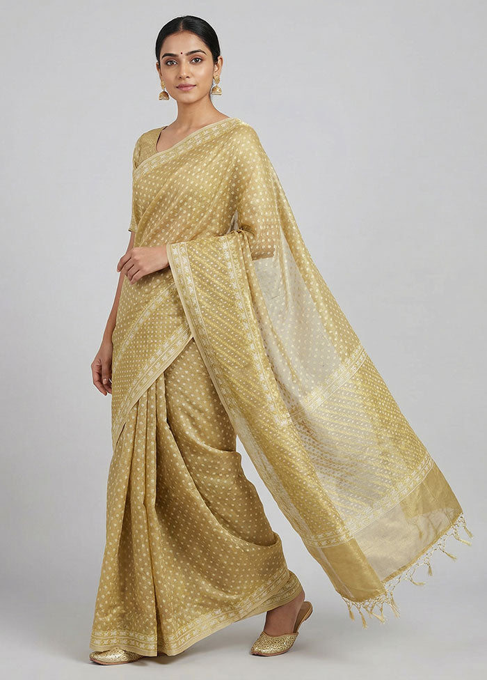 Cream Tissue Silk Saree With Blouse Piece