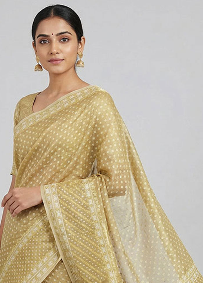 Cream Tissue Silk Saree With Blouse Piece