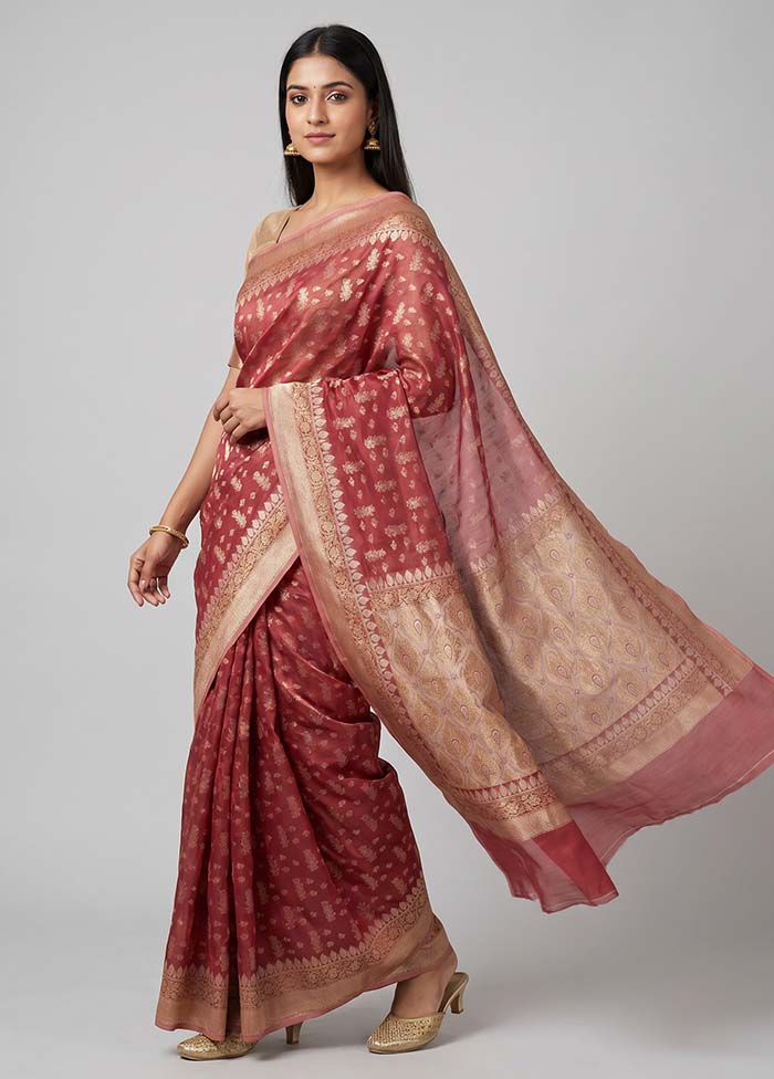 Pink Tissue Silk Saree With Blouse Piece