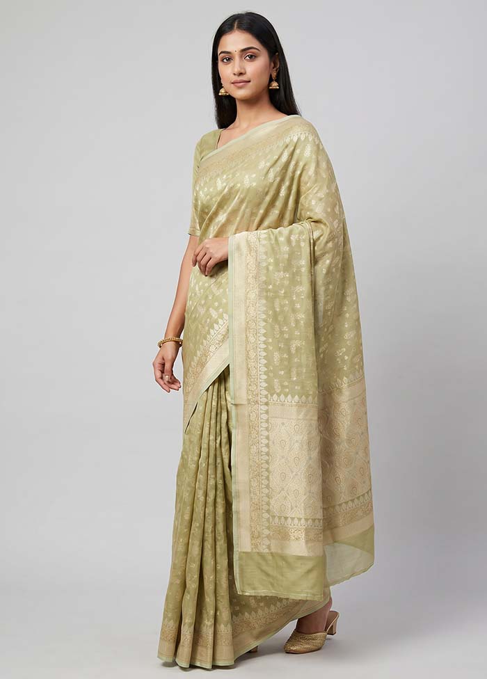 Yellow Tissue Silk Saree With Blouse Piece