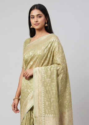 Yellow Tissue Silk Saree With Blouse Piece