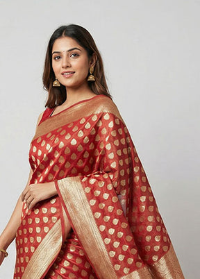 Maroon Tissue Silk Saree With Blouse Piece