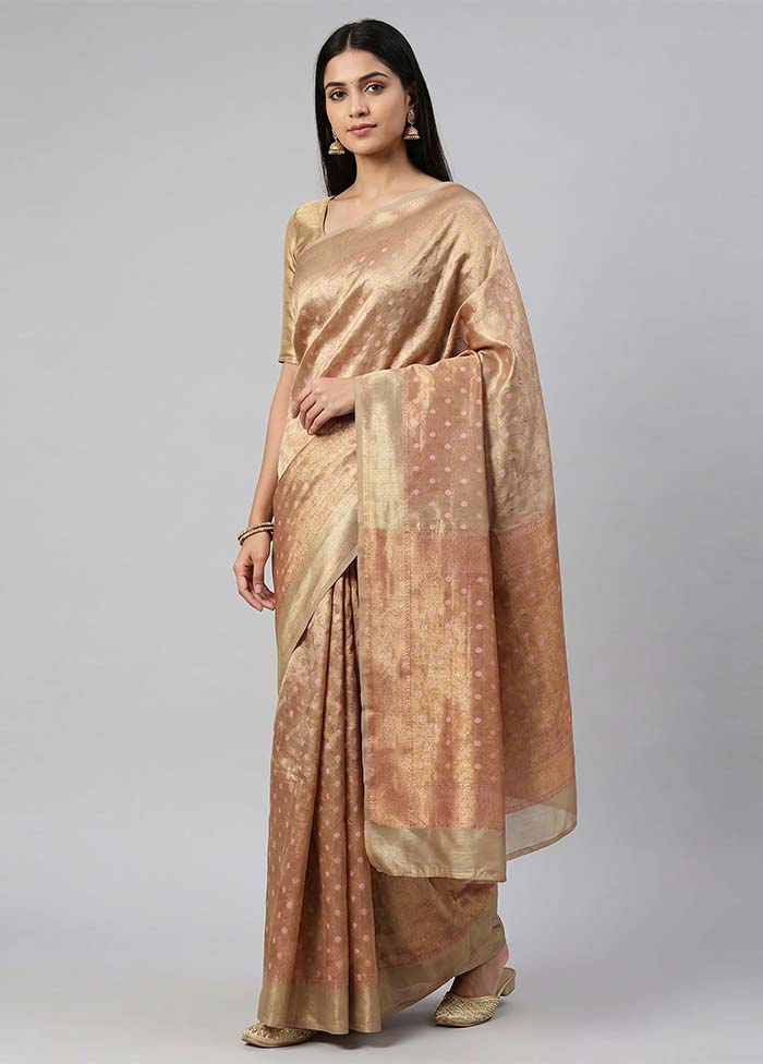 Cream Tissue Silk Saree With Blouse Piece