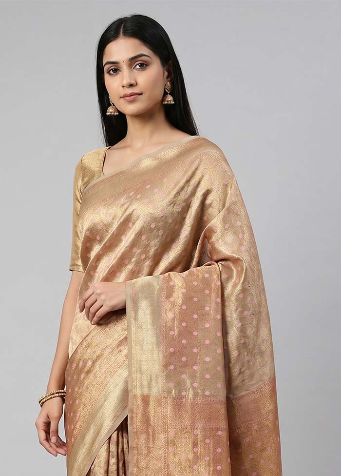 Cream Tissue Silk Saree With Blouse Piece