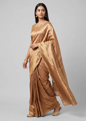 Cream Tissue Silk Saree With Blouse Piece