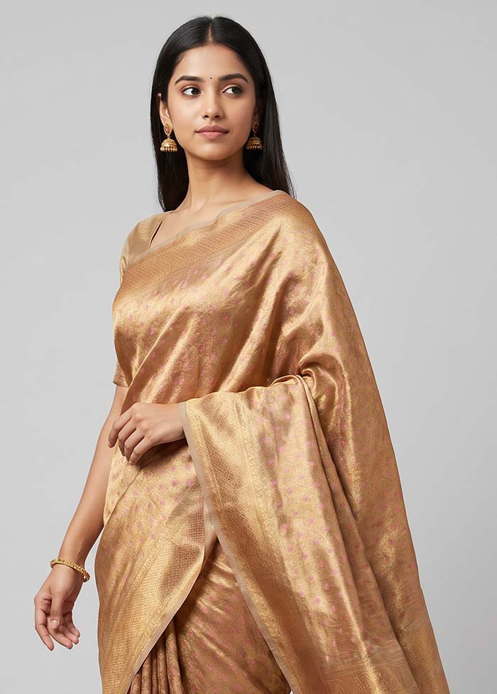 Cream Tissue Silk Saree With Blouse Piece